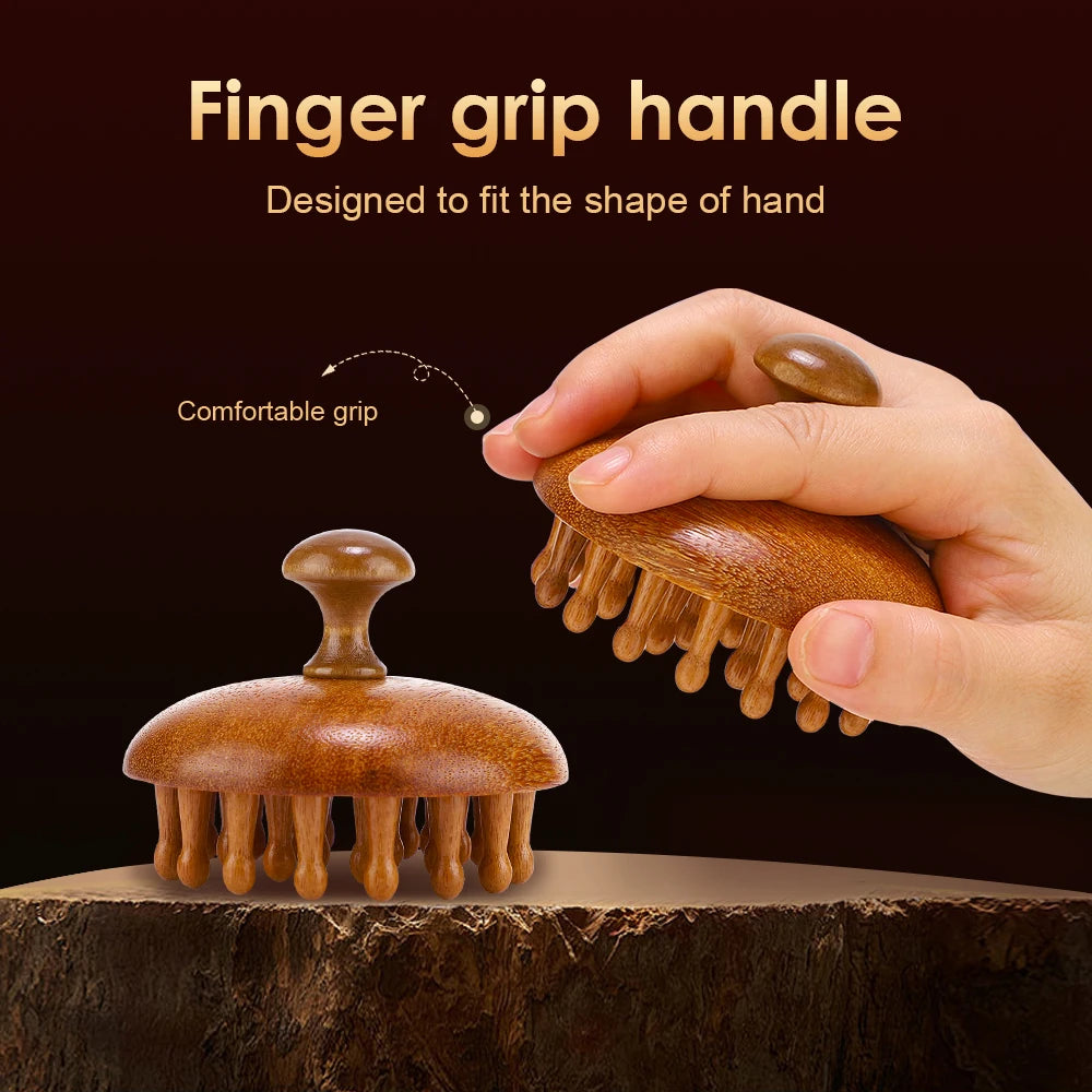 Multi-Functional Wooden Therapy Massage Comb – Natural Sandalwood Scalp and Body Massager
