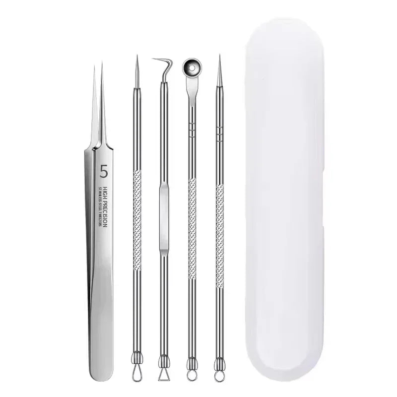 Professional Blackhead Clip Pimples Tweezer Set – 3 to 8 Pieces for Acne & Comedone Extraction