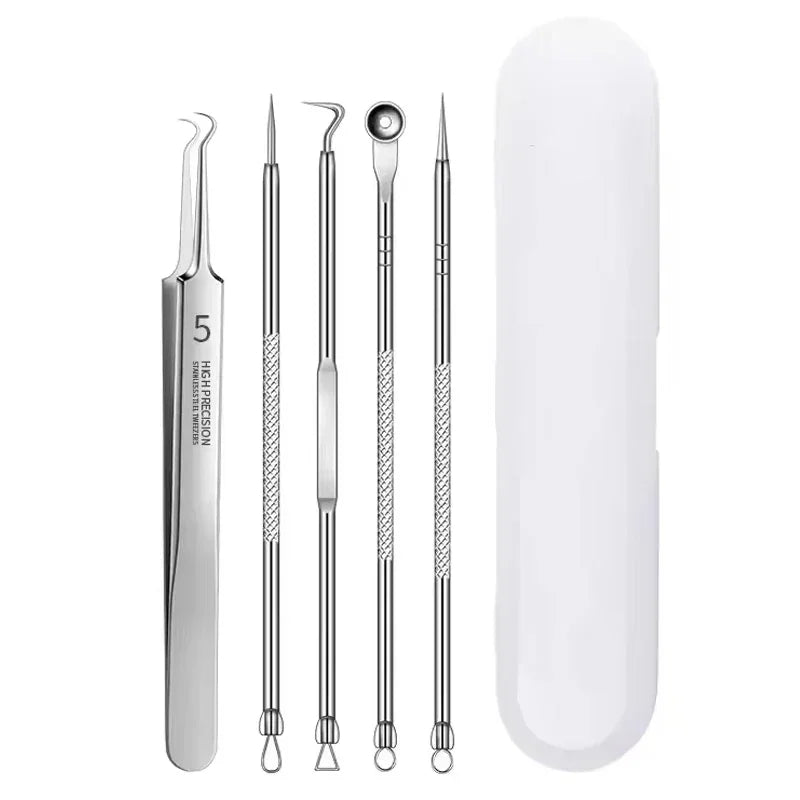 Professional Blackhead Clip Pimples Tweezer Set – 3 to 8 Pieces for Acne & Comedone Extraction