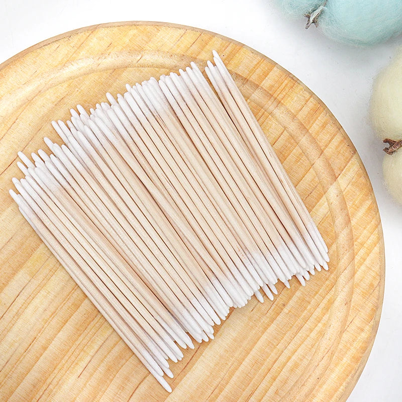 100/300 Pcs Disposable Ultra-Small Cotton Swabs – Lint-Free Micro Brushes for Precision Cleaning