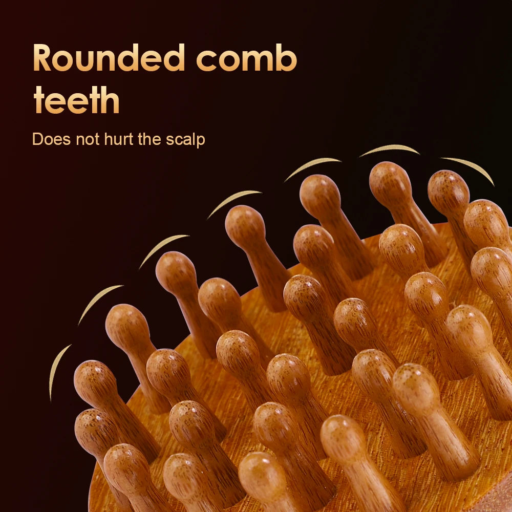 Multi-Functional Wooden Therapy Massage Comb – Natural Sandalwood Scalp and Body Massager