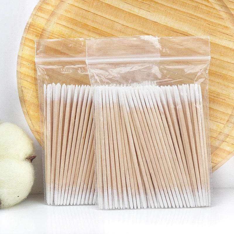 100/300 Pcs Disposable Ultra-Small Cotton Swabs – Lint-Free Micro Brushes for Precision Cleaning