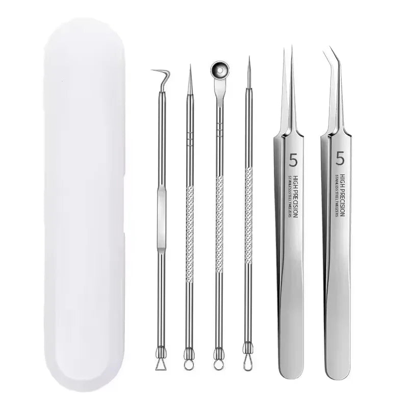 Professional Blackhead Clip Pimples Tweezer Set – 3 to 8 Pieces for Acne & Comedone Extraction