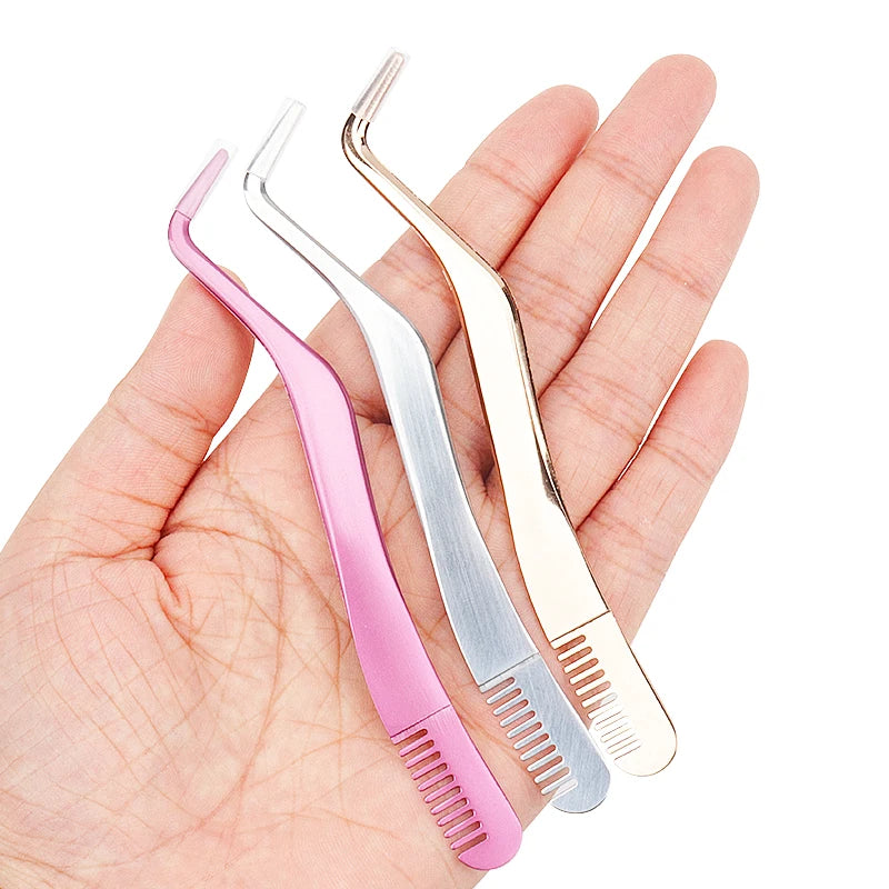 1 Pc Eyelash Comb Tweezers – Stainless Steel Lash Separator & Applicator