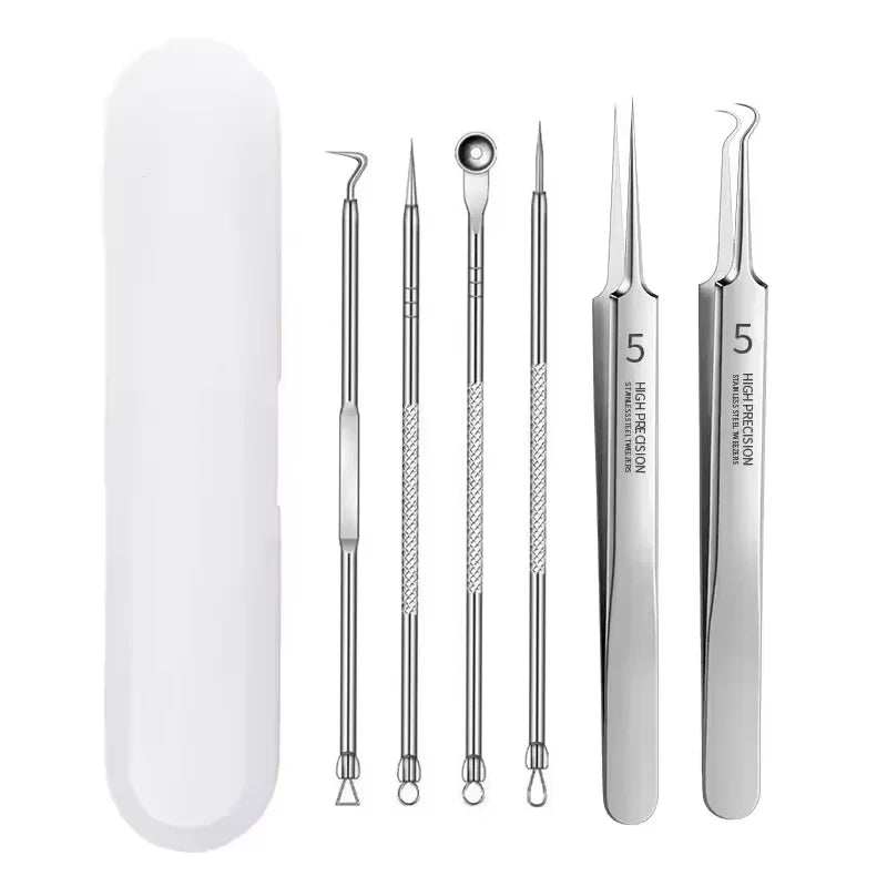 Professional Blackhead Clip Pimples Tweezer Set – 3 to 8 Pieces for Acne & Comedone Extraction