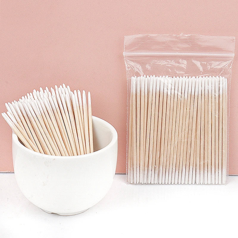 100/300 Pcs Disposable Ultra-Small Cotton Swabs – Lint-Free Micro Brushes for Precision Cleaning