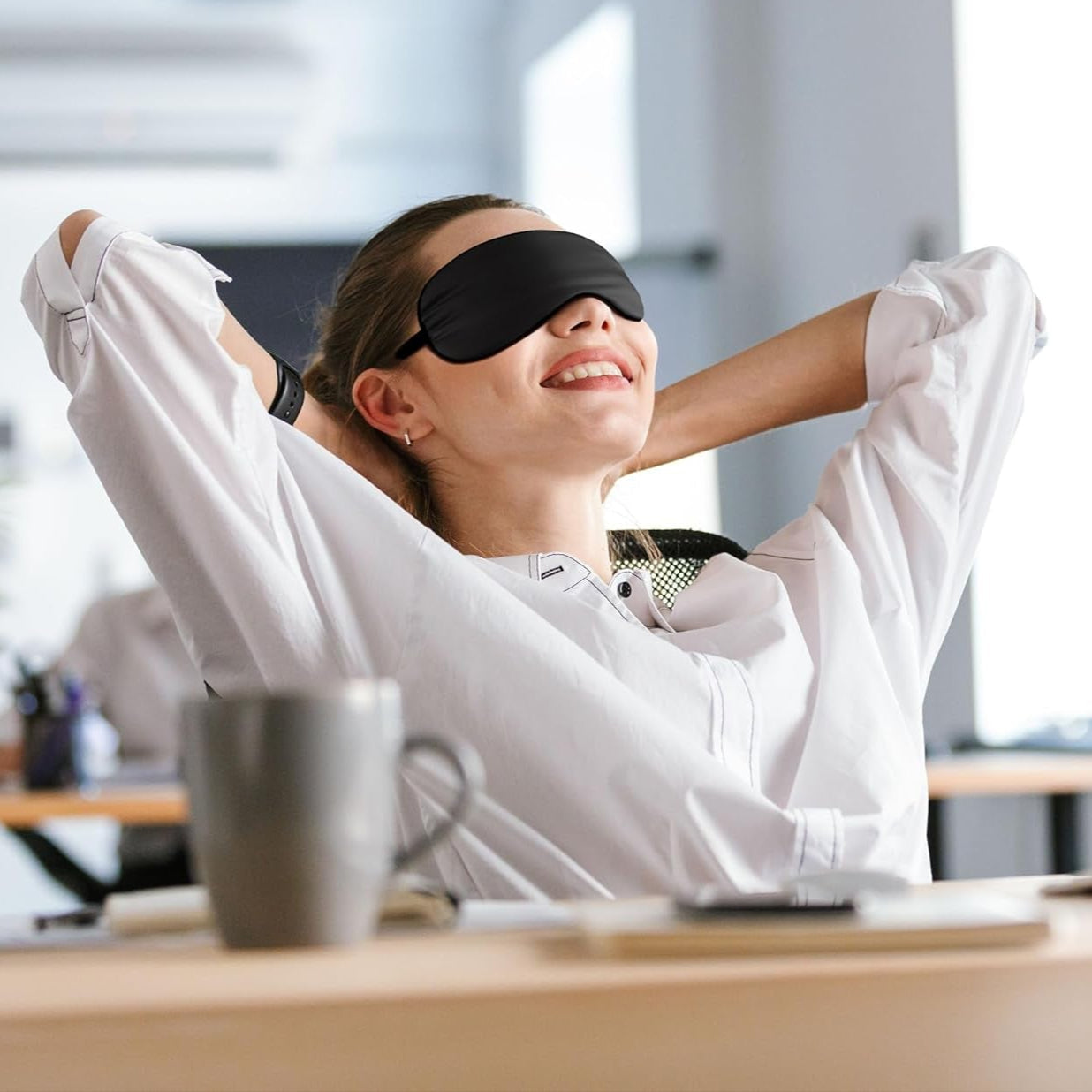 Silk Sleep Mask for Sleeping with Adjustable Strap, Satin Blackout for Men&Women, Comfortable Blindfold Eyeshade for Night Sleep (Black,Blue,Green)