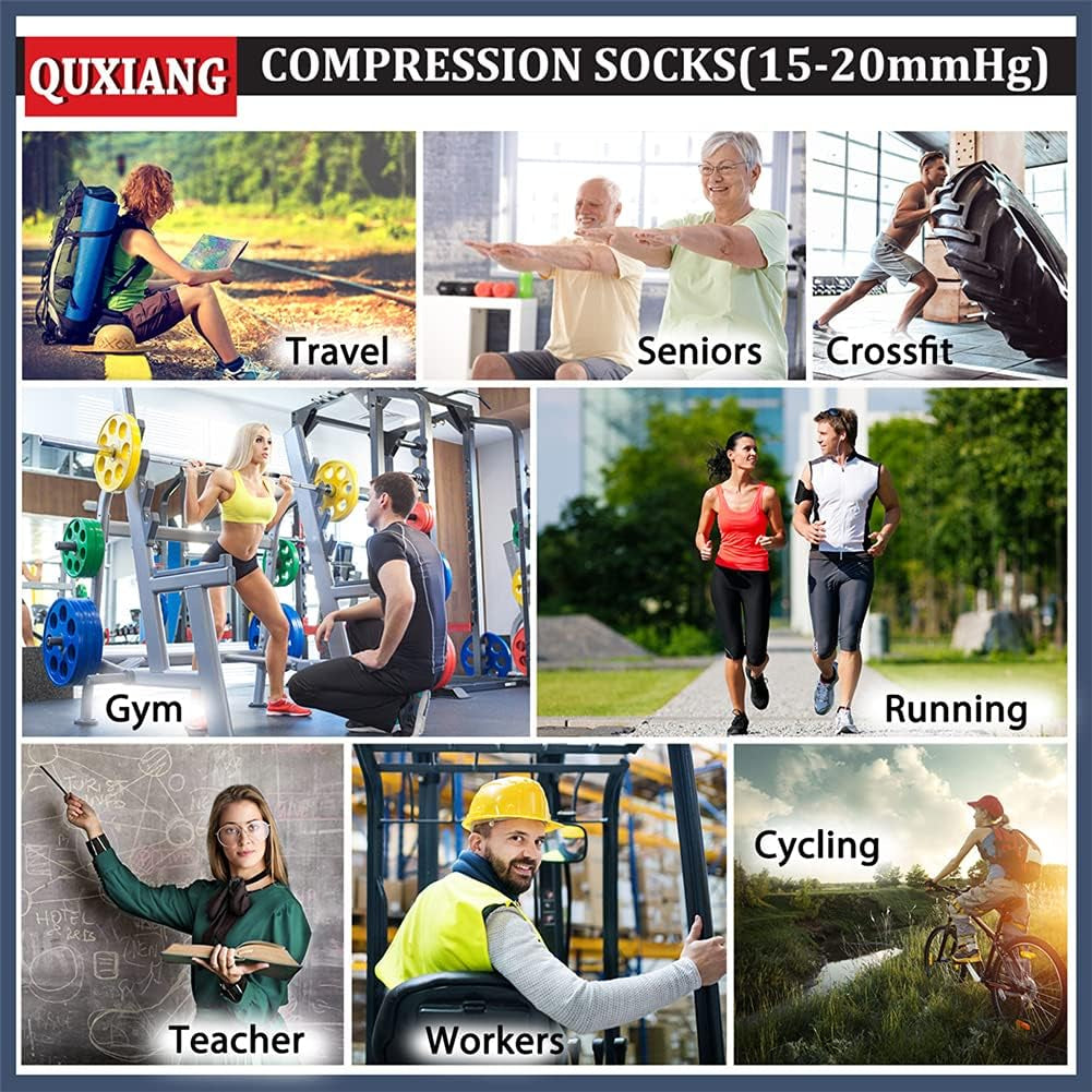 Copper Compression Socks for Women & Men Circulation (8 Pairs) - Best for Running Athletic Cycling - 15-20 Mmhg