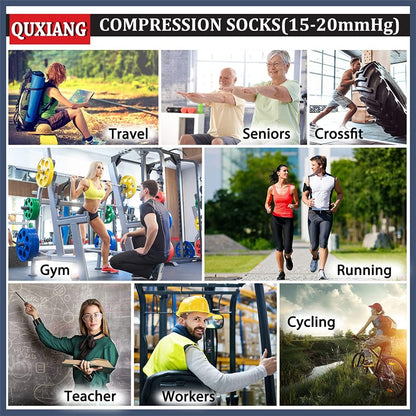 Copper Compression Socks for Women & Men Circulation (8 Pairs) - Best for Running Athletic Cycling - 15-20 Mmhg