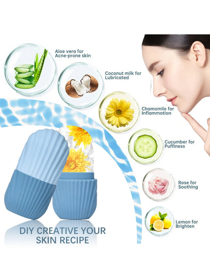 Silicone Ice Roller Massager – Reusable Facial Cooling Tool for Skin Rejuvenation and Puffiness Reduction