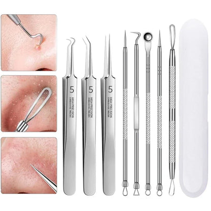 Professional Blackhead Clip Pimples Tweezer Set – 3 to 8 Pieces for Acne & Comedone Extraction