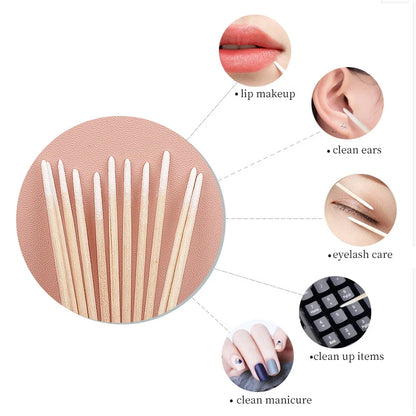 100/300 Pcs Disposable Ultra-Small Cotton Swabs – Lint-Free Micro Brushes for Precision Cleaning