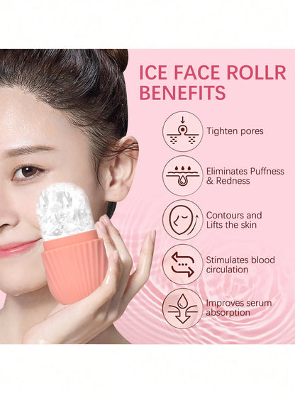 Silicone Ice Roller Massager – Reusable Facial Cooling Tool for Skin Rejuvenation and Puffiness Reduction
