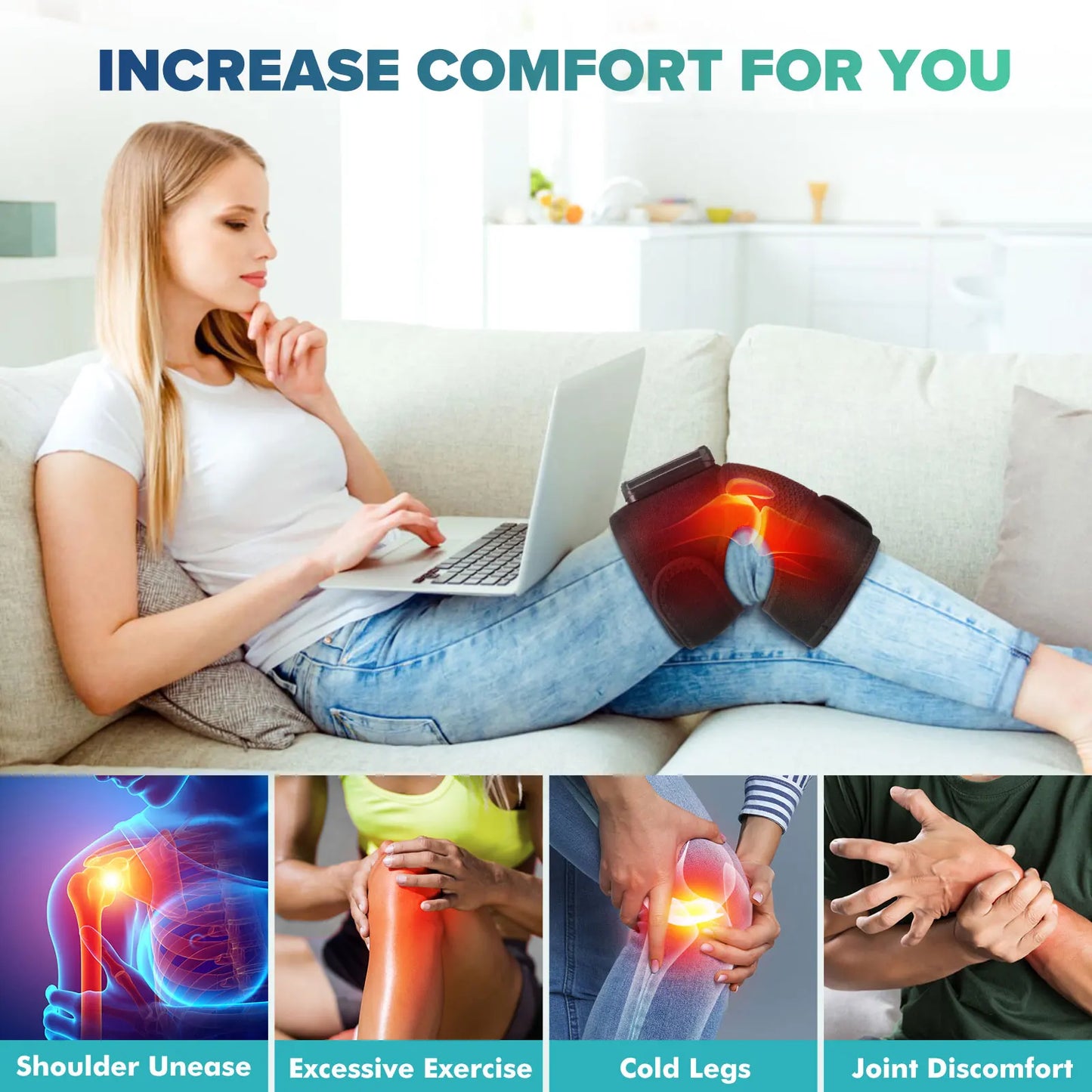Knee Heating Massager Joint Physiotherapy Hot Compress Vibration Massage