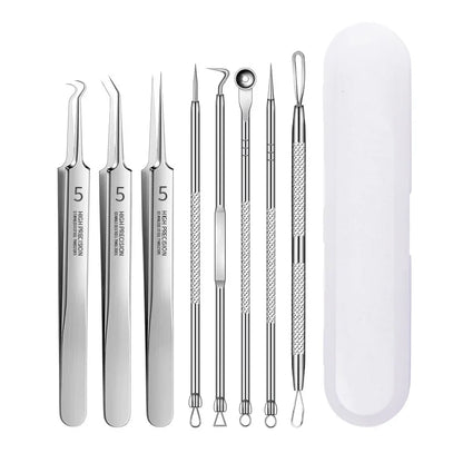 Professional Blackhead Clip Pimples Tweezer Set – 3 to 8 Pieces for Acne & Comedone Extraction