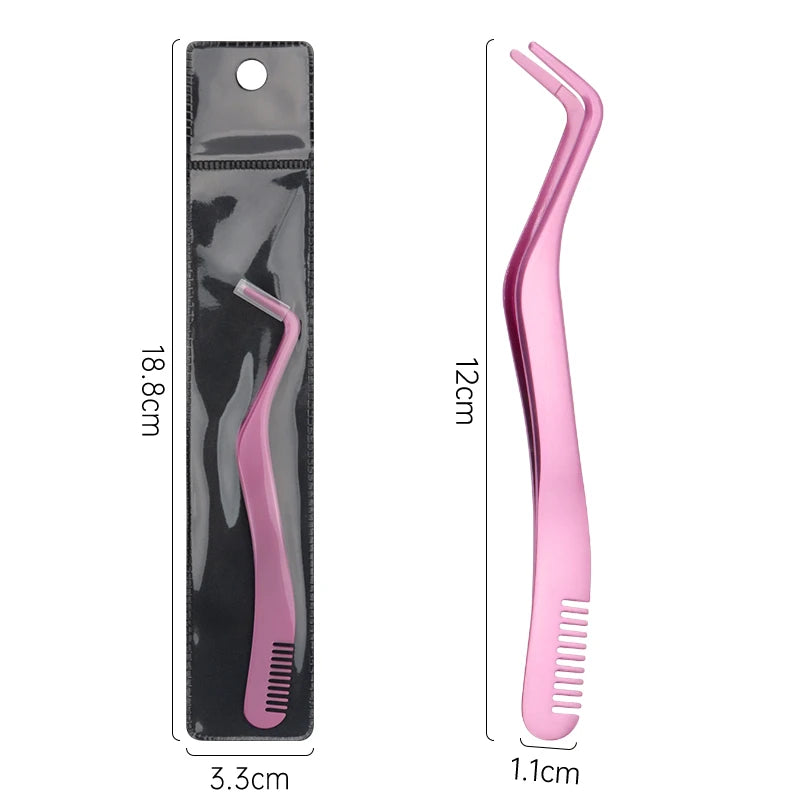 1 Pc Eyelash Comb Tweezers – Stainless Steel Lash Separator & Applicator
