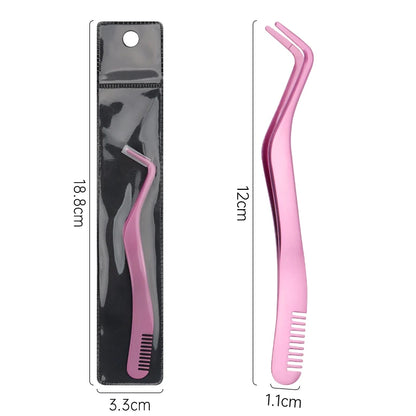 1 Pc Eyelash Comb Tweezers – Stainless Steel Lash Separator & Applicator