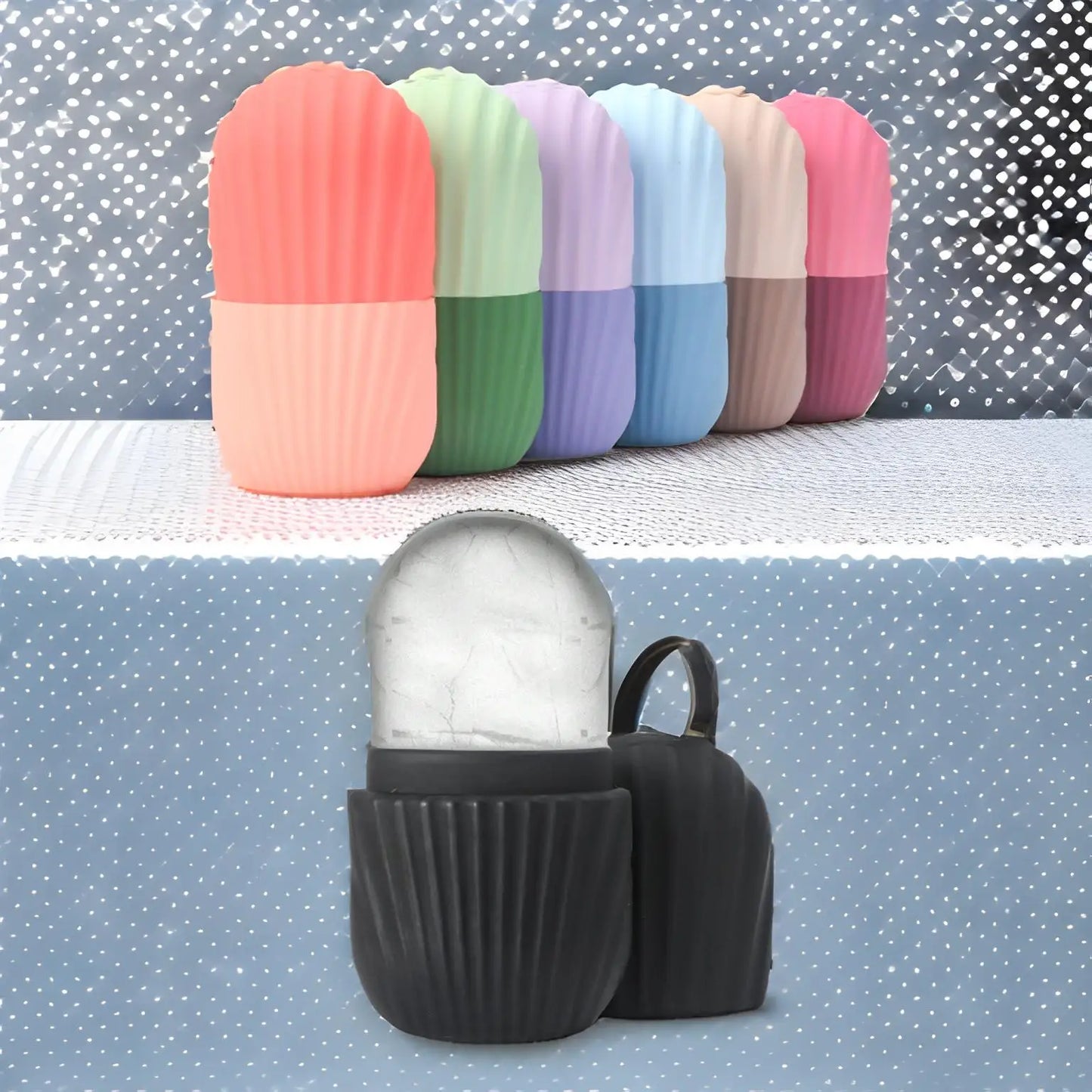 Silicone Ice Roller Massager – Reusable Facial Cooling Tool for Skin Rejuvenation and Puffiness Reduction