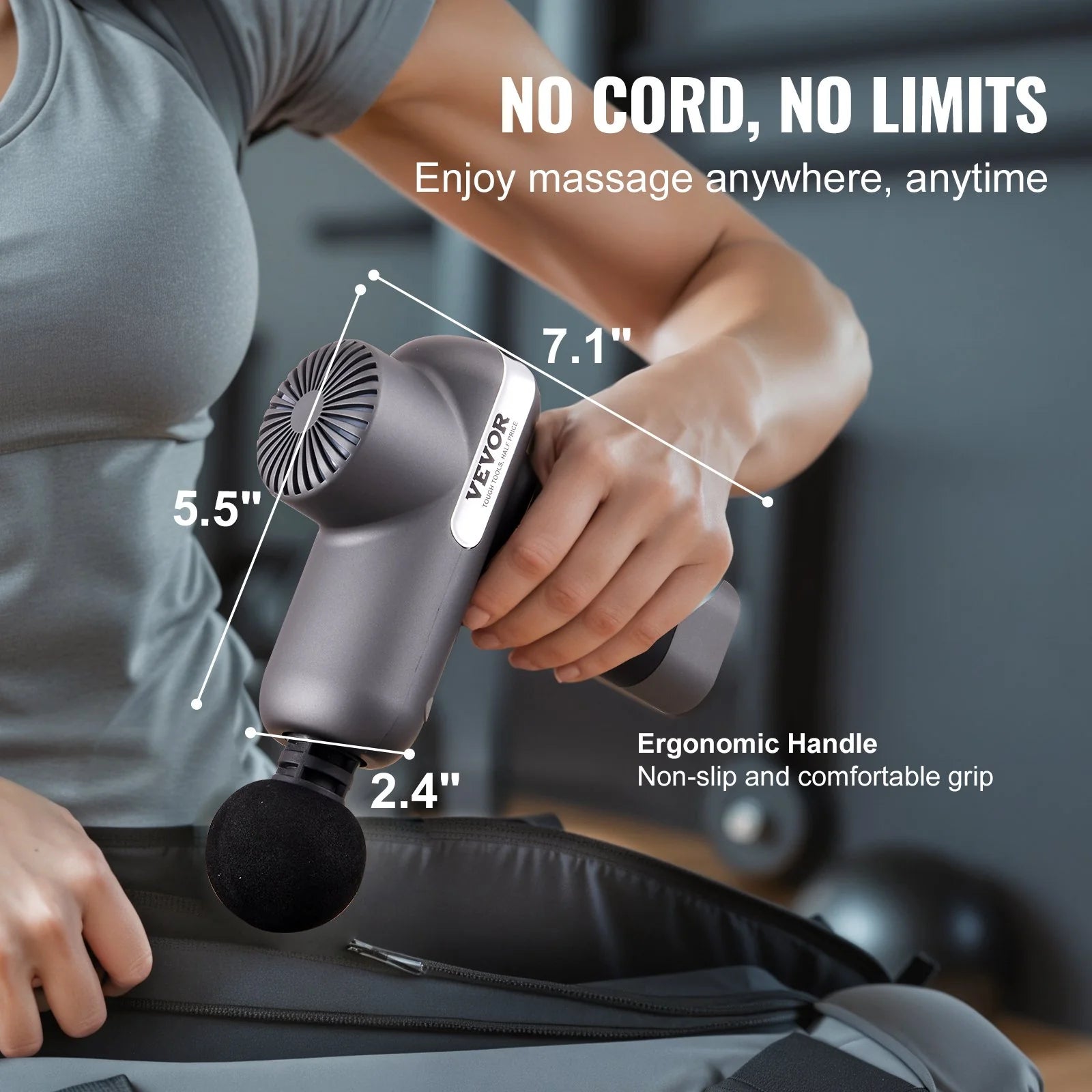 Ultimate VEVOR Deep Tissue Massage Gun - 5 Speed Levels, 6 Attachments, Powerful Pain Relief for Athletes and Muscle Relaxation