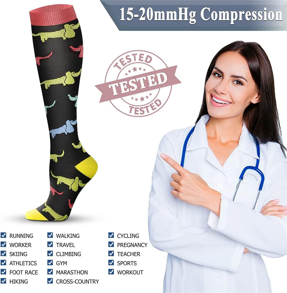 Copper Compression Socks for Women & Men Circulation (8 Pairs) - Best for Running Athletic Cycling - 15-20 Mmhg